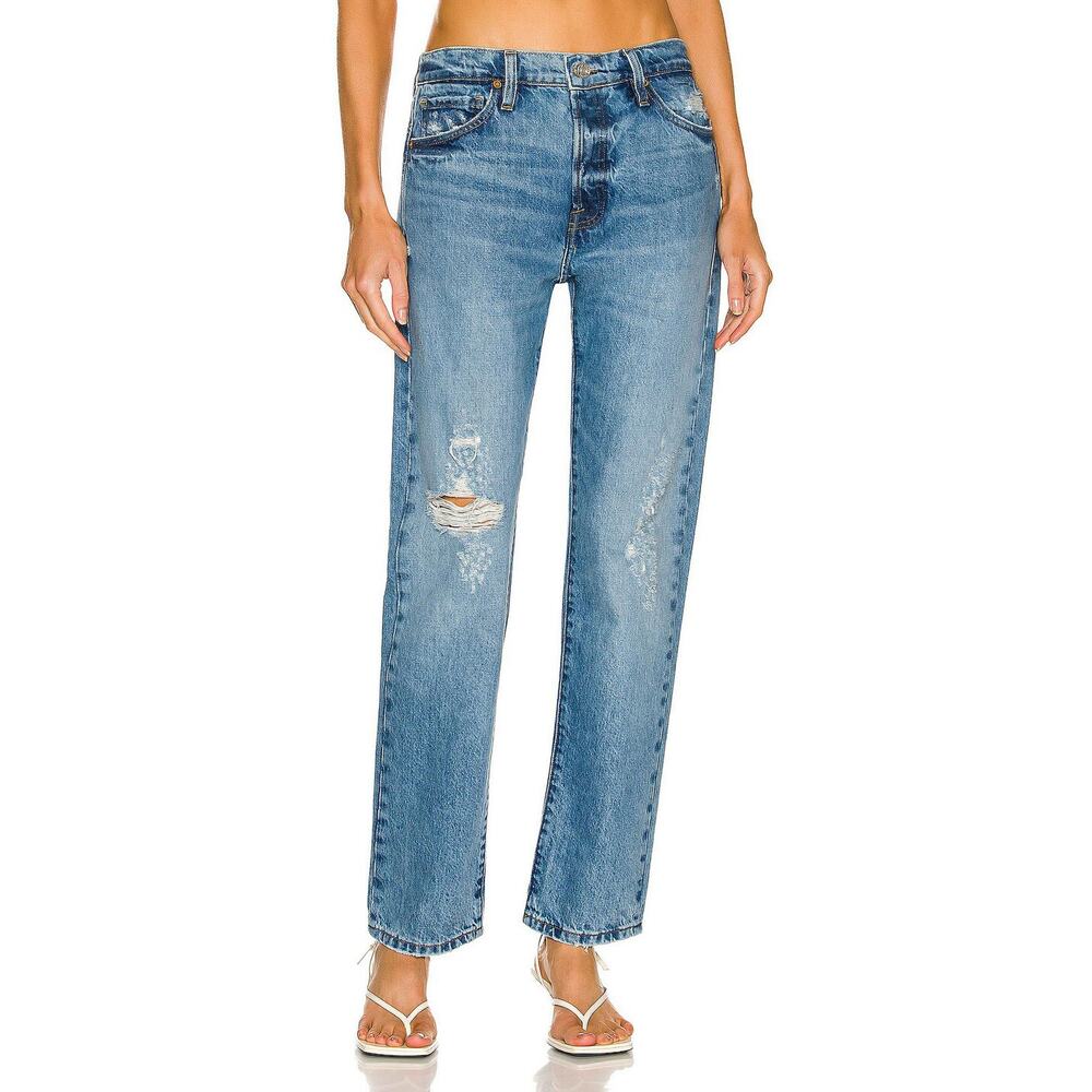 FRAME Le Slouch Boyfriend Jeans 28 Bluejay Rips Relaxed Denim LSLJ727